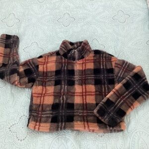 Camellia, pullover, quarter zip, cropped, plaid, size small, ultra soft sweater